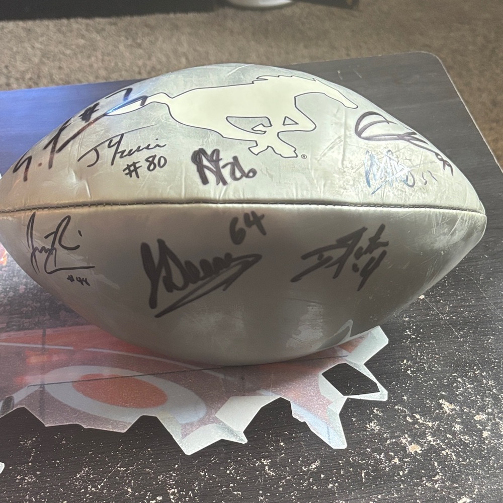 Calgary Stampeders Autographed Gray Football